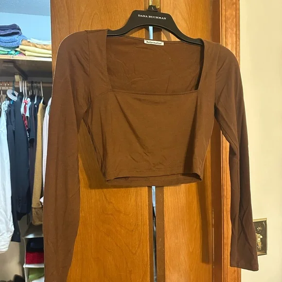 Reformation Tessa Knit Two Piece in Chestnut - Picture 3 of 6